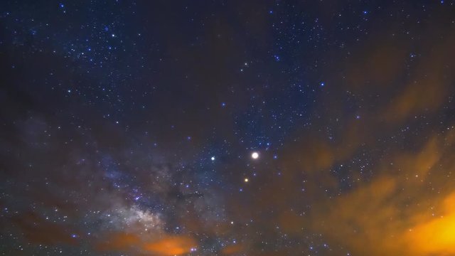 Astro Time Lapse of Milky Way through Clouds over Hill in Arizona -Sky Only-