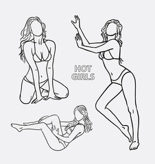 Hot girl action sketch. Good use for symbol, logo, web icon, mascot, sticker, sign, element, object, or any design you want.