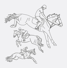 Fototapeta na wymiar Jockey riding horse sport sketch. Good use for symbol, logo, web icon, illustration, decorative element, sticker, mascot, or any design you want.