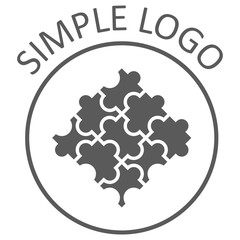 Pattern puzzles in round frame as emblem, sign or logo