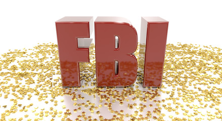 FBI - with gold stars on white background - High quality 3D Rend