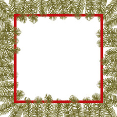 Hand drawn vector illustration - Christmas frame with fir branch