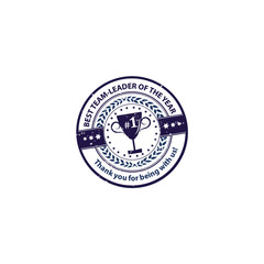Best Team Leader of the Year. Thank you for being with us - business grunge stamp for companies that appreciate their team leaders. Print colors used.