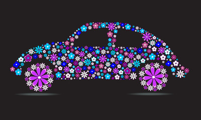 Vector flowers car.