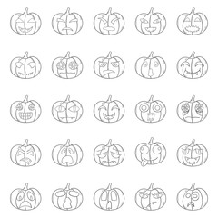 Vector cartoon hand drawn Halloween Pumpkin