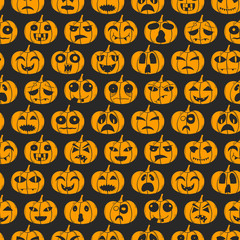 Vector cartoon hand drawn Halloween Pumpkin background