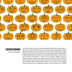 Vector cartoon hand drawn Halloween Pumpkin background