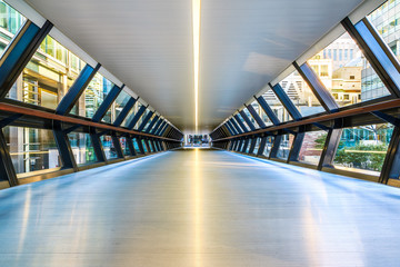 Adams Place Bridge between One Canada Square and Crossrail Place in Canary Wharf, London