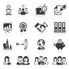 Set of business, management, finance, human resources and teamwork vector icons.