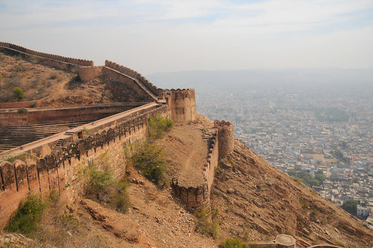Nahagarh Fort overlooking the pink city of Jaipur in the Indian state of Rajasthan