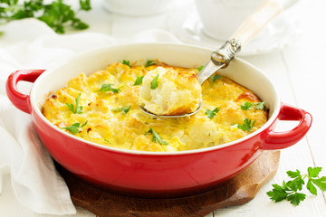 Baked cauliflower with cheese.