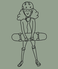 girl on skateboard. vector illustration