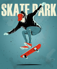 man on skateboard poster. vector illustration