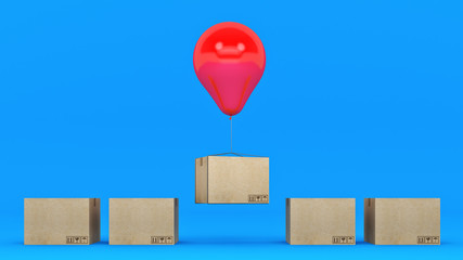 balloons and cardboard. 3d rendering