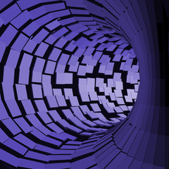 Abstract Tunnel. Futuristic Style. 3D Surface. Turning Tube . Perspective Background.