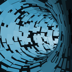 Abstract Tunnel. Futuristic Style. 3D Abstract Surface. Turning Tube Tunnel. Perspective Background.