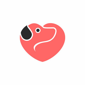 Dog Lover Heart Logo Icon