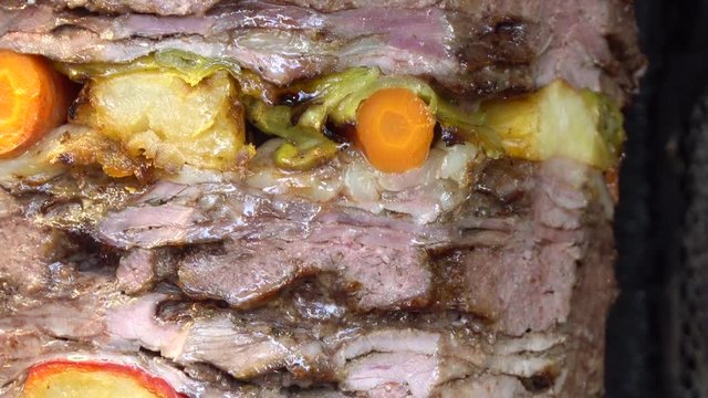 Turkish doner kebab with vegetables. Traditional kebab at Bodrum, Mugla - TURKEY