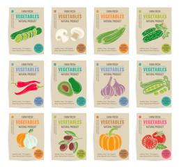 Hand drawn vegetables posters set.
