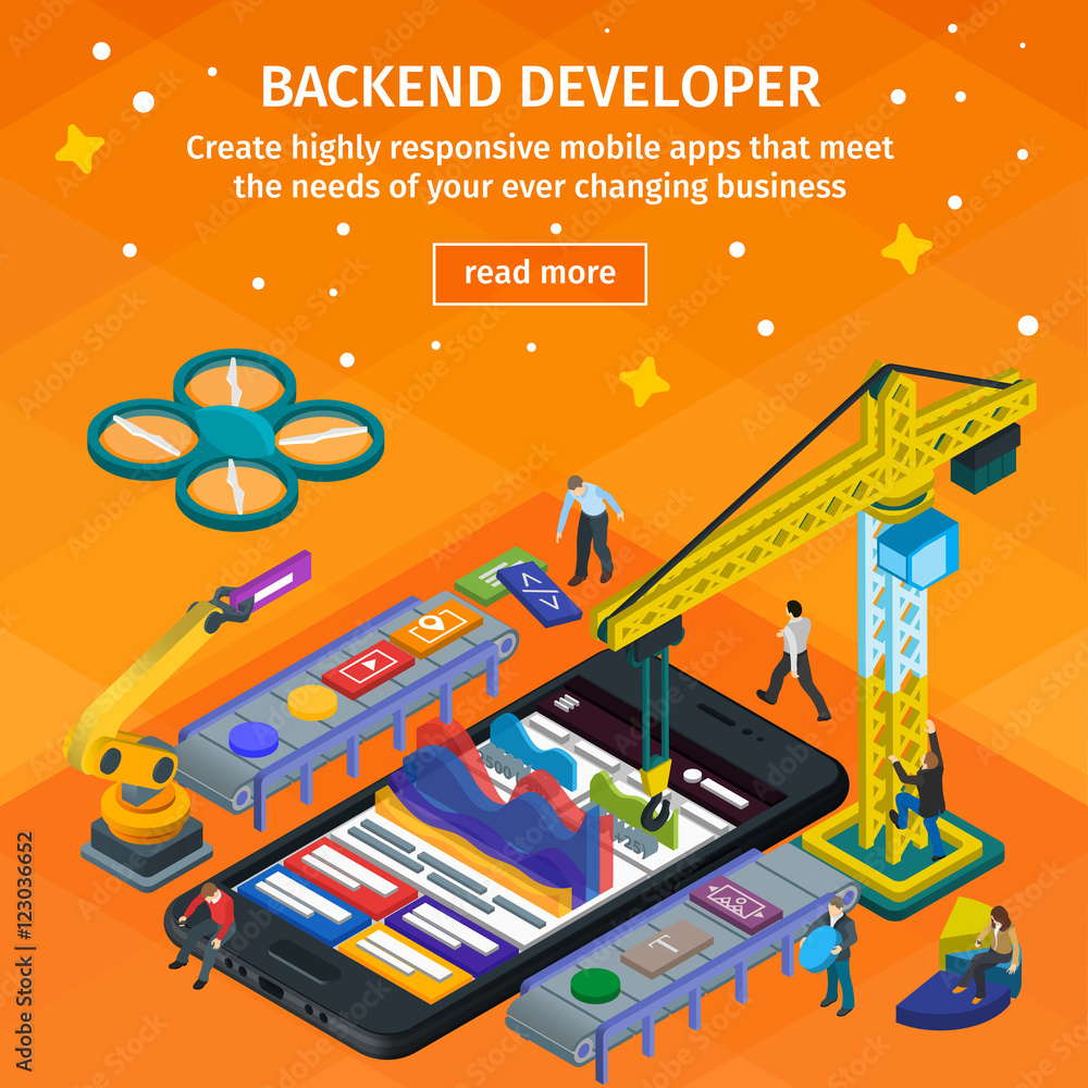 Poster developing mobile apdeveloping mobile applications flat 3d isome