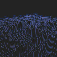 abstract geometric background - 3d illustration. Wireframe. Perspective.