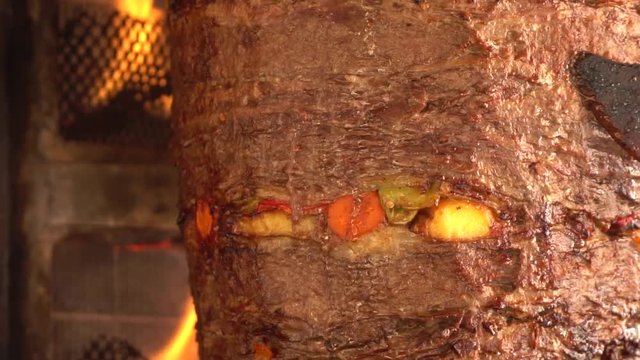 Turkish doner kebab with vegetables. Traditional kebab at Bodrum, Mugla - TURKEY