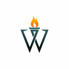W Torch Logo Icon