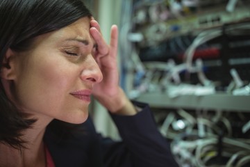 Technician getting stressed over server maintenance