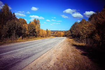 Highway autumn landscape