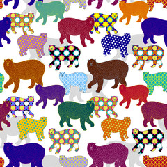 Baby and kids pattern with cartoon cute bears, vector