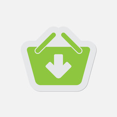 simple green icon - shopping basket add