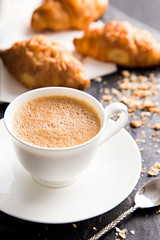 Coffee breakfast with croissants