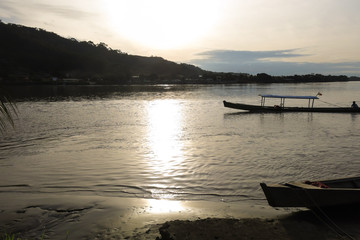 Fototapeta na wymiar Boats on Beni river, Rurrenabaque, Bolivia