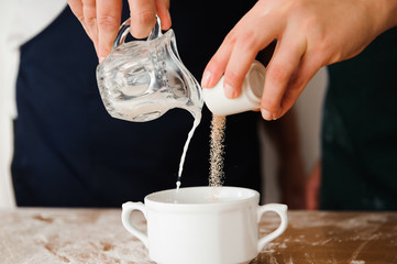 Chef preparing dough - cooking process