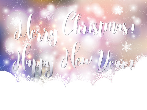 Christmas Greeting Card. Merry  New Year lettering