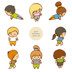 Set of cute sport characters.