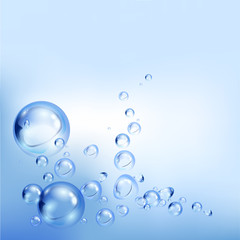 Realistic water bubbles background, vector illustration