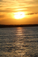Fototapeta na wymiar Sunset at the Sambesi River, Zambia Africa