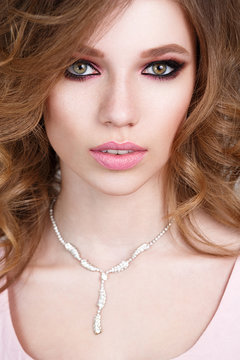 glamorous girl in pink