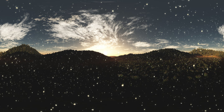 Lush Jungle in the Sunset with Fireflies VR360