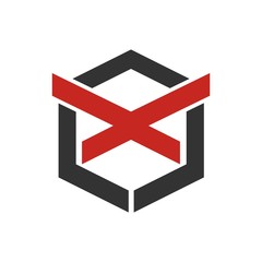 Obraz premium x letter initial in polygon logo design