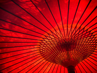 Japanese red paper umbrella pattern for background