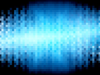 Blue glowing pixel shaped fractal in space