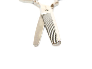 Hairdressing thinning scissors isolated on white background
