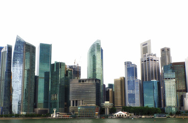 Fototapeta na wymiar Cityscape of singapore city Isolated on white background