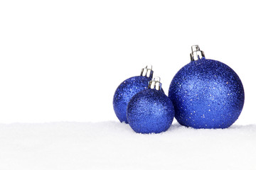 Christmas decorations on snow