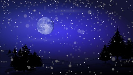 Fototapeta na wymiar Christmas card with blue moon, 3D rendering