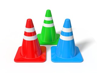 3d illustration of red traffic cone.