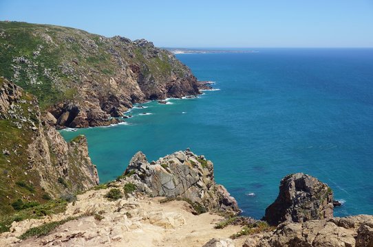 View of the Atlantic coast in Cabo da Roca (Cape Roca) in Western Portugal © eqroy