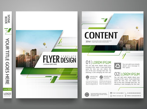 Brochure design template vector.Green abstract square cover book portfolio presentation poster.City design on A4 brochure layout. Flyers report business magazine poster layout portfolio template.